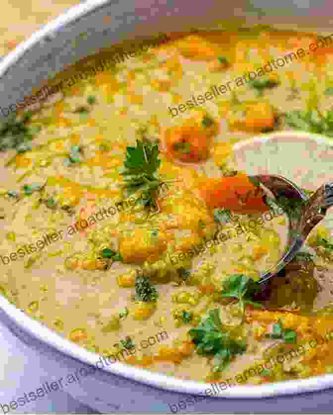 A Steaming Bowl Of Lentil Soup Garnished With Fresh Parsley And A Dollop Of Creamy Yogurt. The MIND Diet Cookbook: Quick And Delicious Recipes For Enhancing Brain Function And Helping Prevent Alzheimer S And Dementia