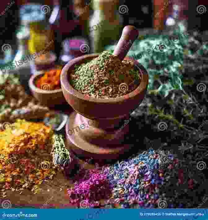 An Assortment Of Herbs Arranged Around A Mortar And Pestle, Symbolizing The Traditional Preparation Of Herbal Remedies For Addressing Various Health Issues. Native American Herbal Dispensatory: A Guide To Preparing Herbal Remedies With Plants And Treating Health Concerns (Native American Herbal Apotecary)