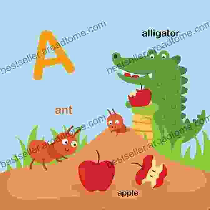 An Illustration From 'The Alphabet Book' Featuring A Playful Alligator Munching On An Apple. The Alphabet Book: An To The ABCs