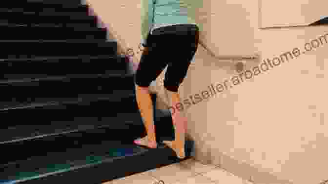 Woman Performing Calf Stretch Using A Staircase Benefits Of Stretching: Tips About Stretches To Increase Flexibility From Unlikely Sources: Static Stretching